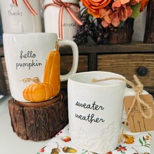 Rae Dunn Hello Pumpkin and Sweater Weather Mug Set